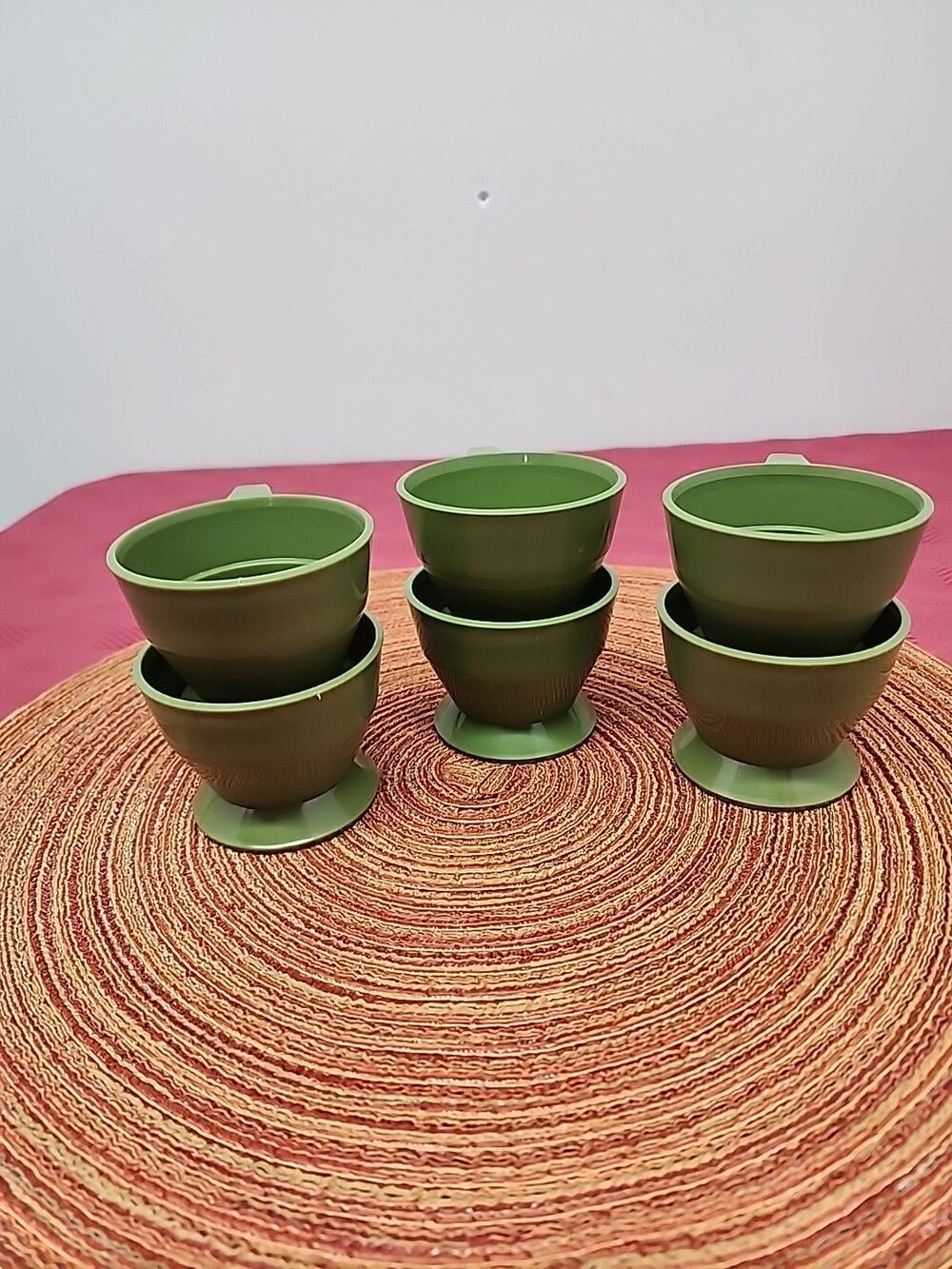 Vintage Cozy Cup Holders Set Of 6 In Olive Green 1970's Retro Cool Vibe